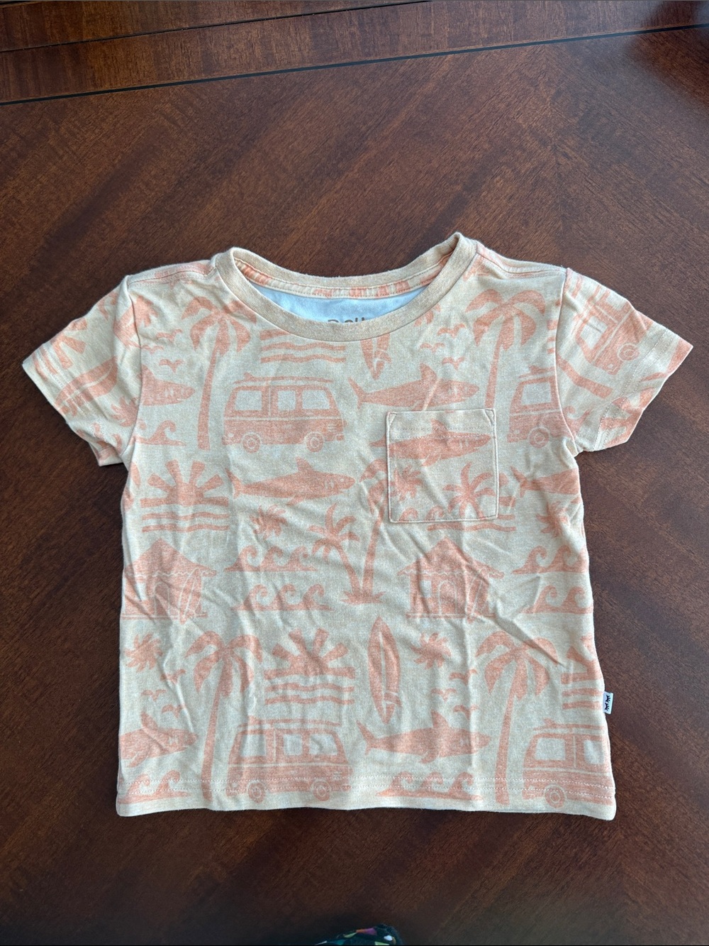 Little Sleepies relaxed pocket tee - Surf Shack (orange)